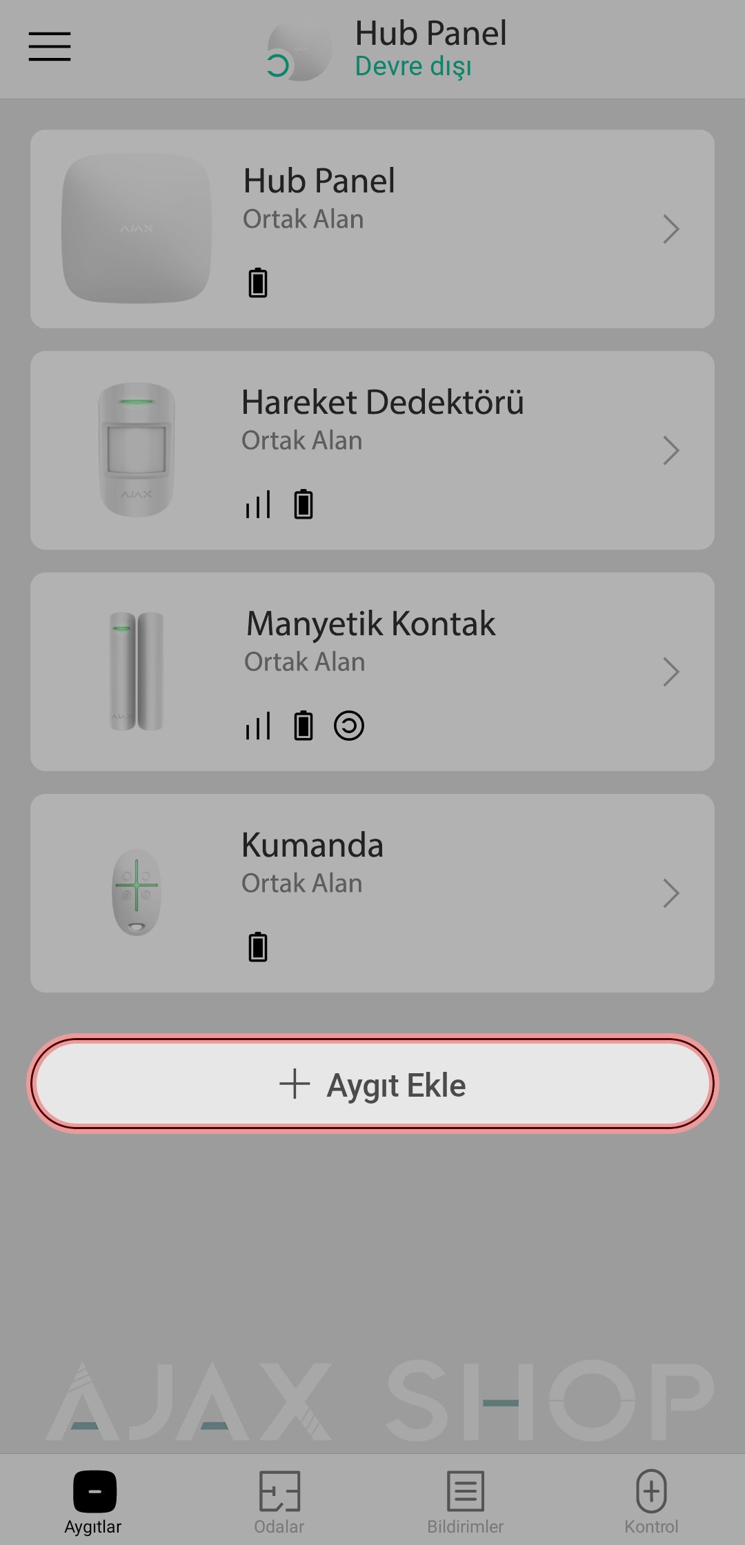 Ajax alarm kamera ekleme