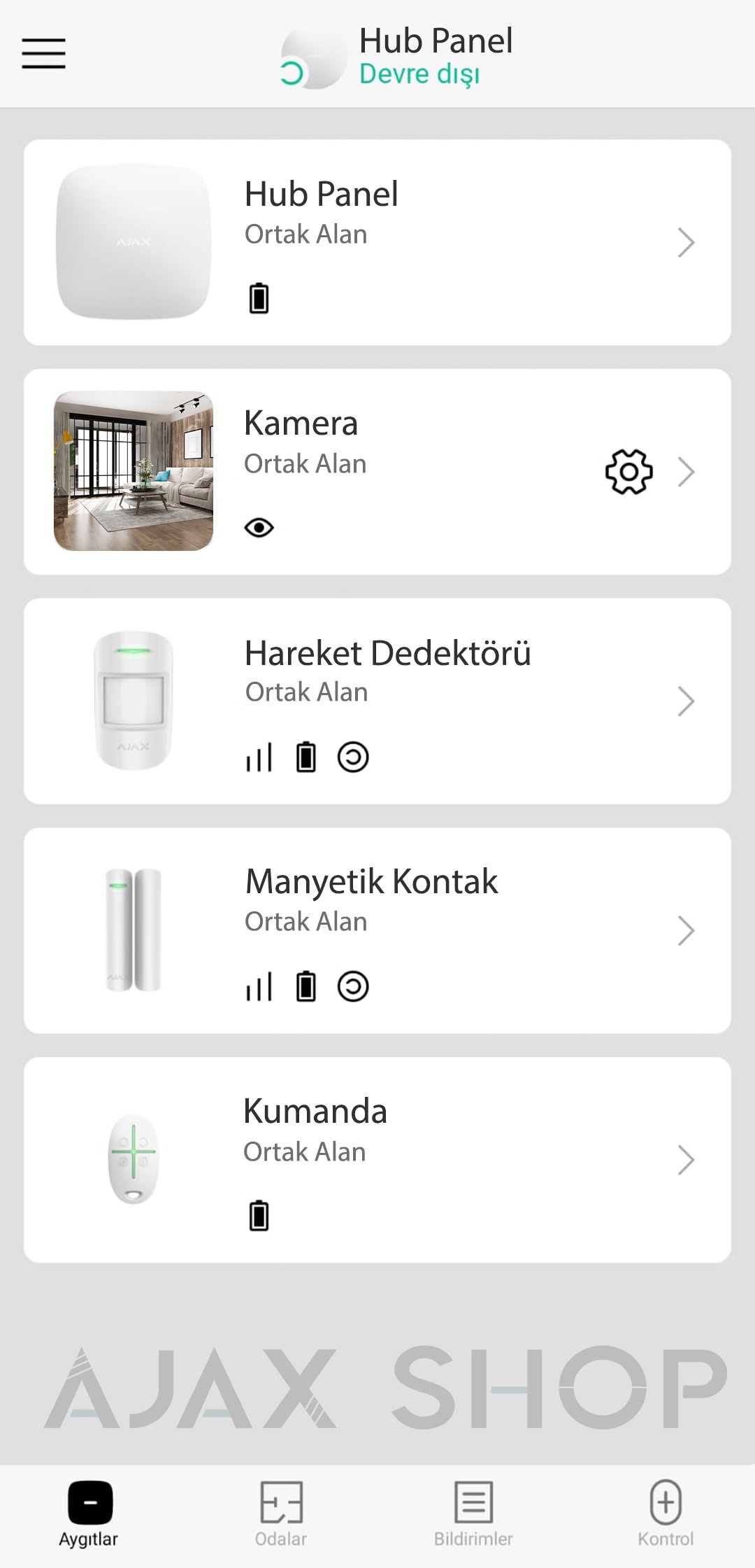 Ajax alarm kamera ekleme